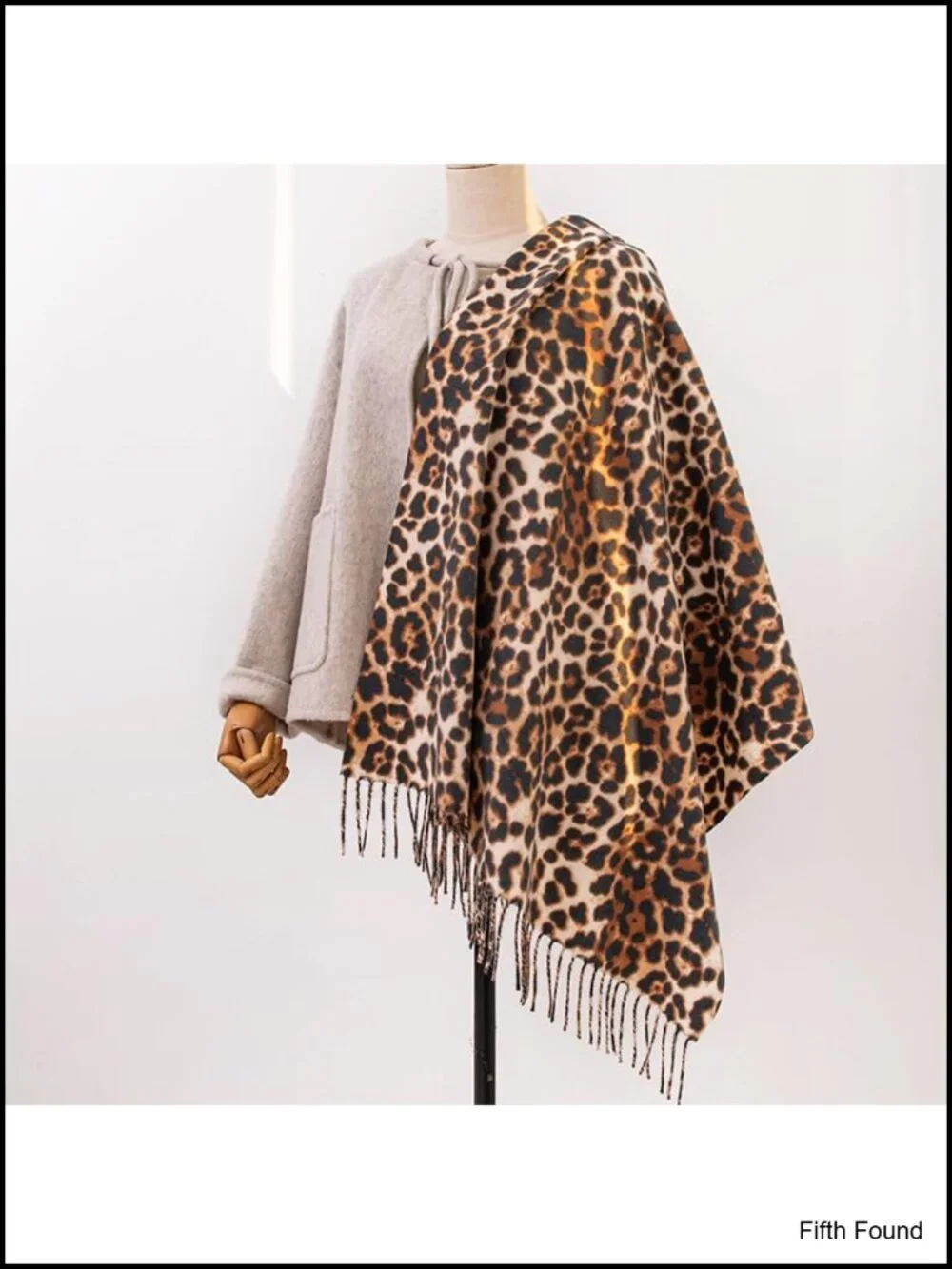 Soft Warm Double-sided Tassels Shawl Wraps Leopard Print Winter Scarf